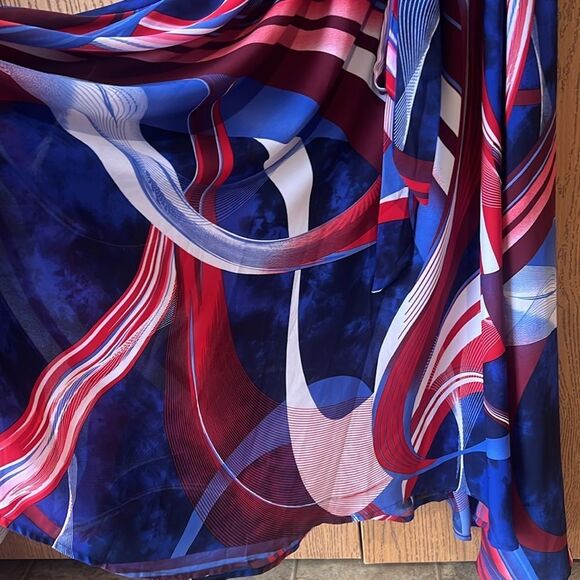 Love X Design Blue Red Printed Sleeveless Maxi Dress Size 2X - Picture 9 of 14